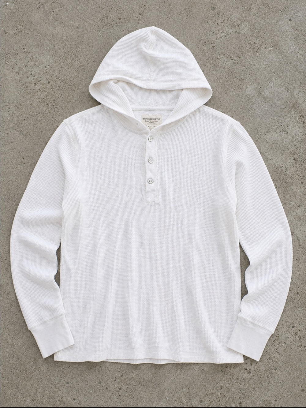 Denim & Supply Ralph Lauren Waffle Knit Hooded Henley Shirt Men XXL White Comfy